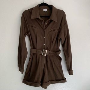 Anthropology Le Lis Army Green Corduroy Romper Jumpsuit Grunge Fall Goth Spring